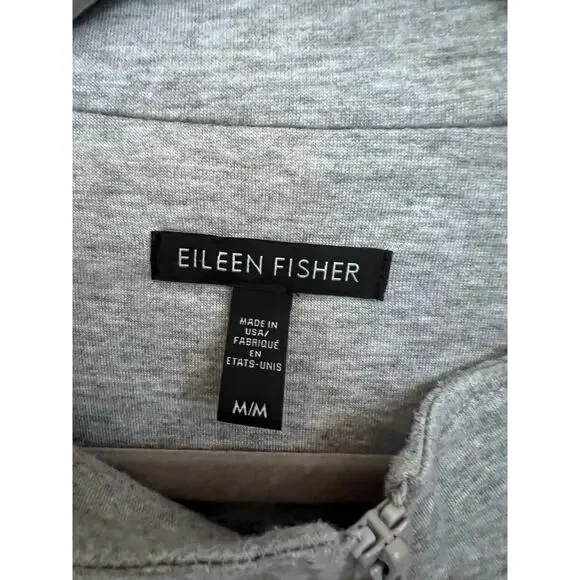 EILEEN FISHER STRETCH FULL ZIP M GRAY JACKET USA MADE COMFY LOUNGE quiet luxury